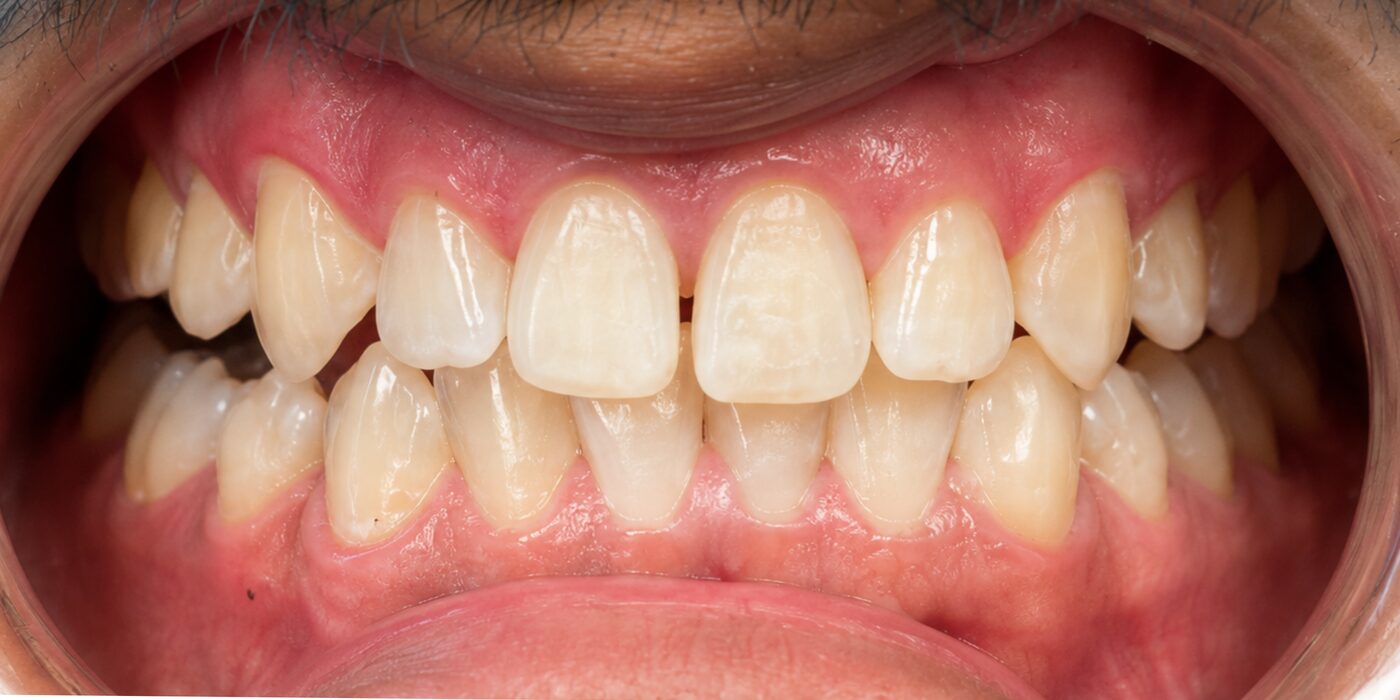 Crowding guided back into line — before treatment